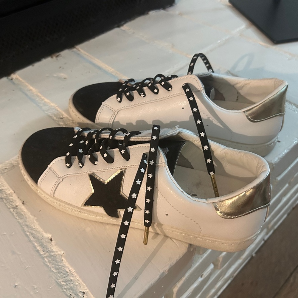 White and Black Star Women's Sneakers